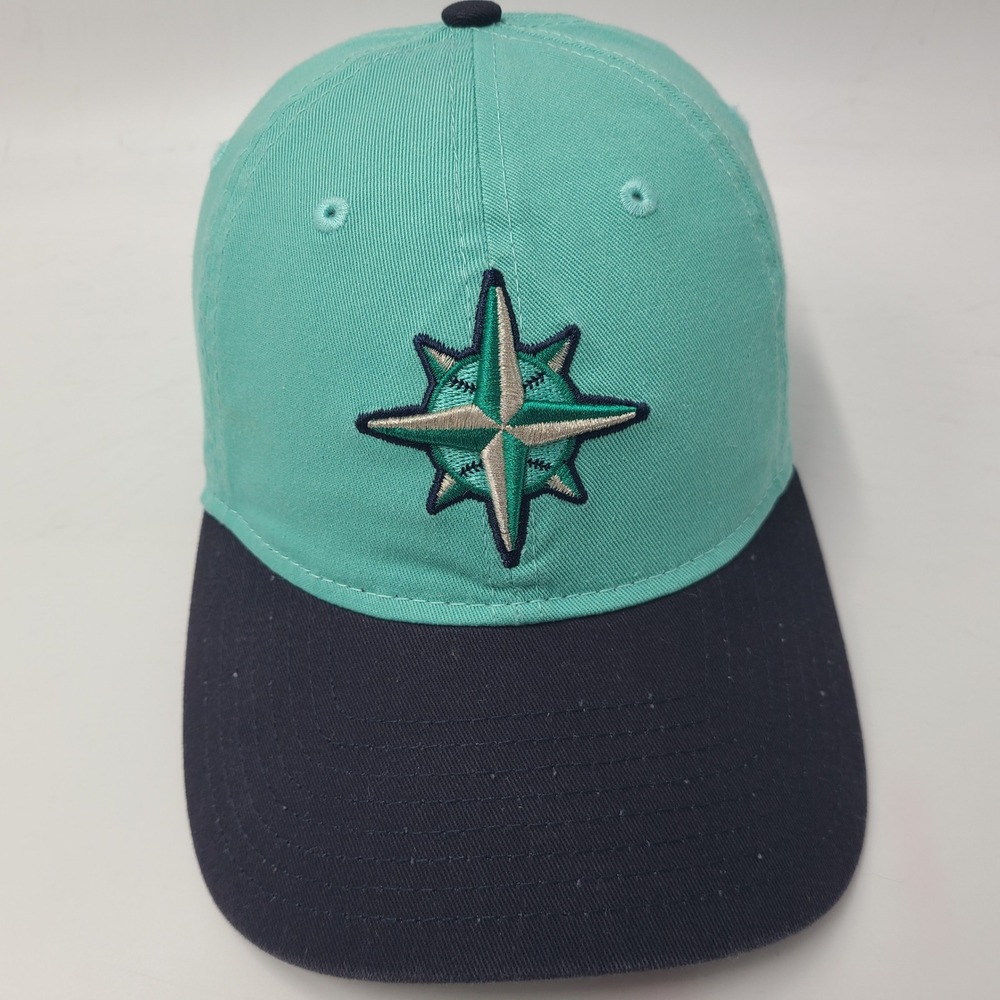 Seattle Mariners Hat Strapback New Era 9Twenty Teal Blue MLB Compass Logo Men